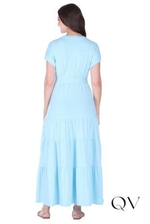 VESTIDO EM MALHA PIMA RIBANA COM RECORTES AZUL - HAPUK VESTIDO EM MALHA PIMA RIBANA COM RECORTES AZUL - HAPUK