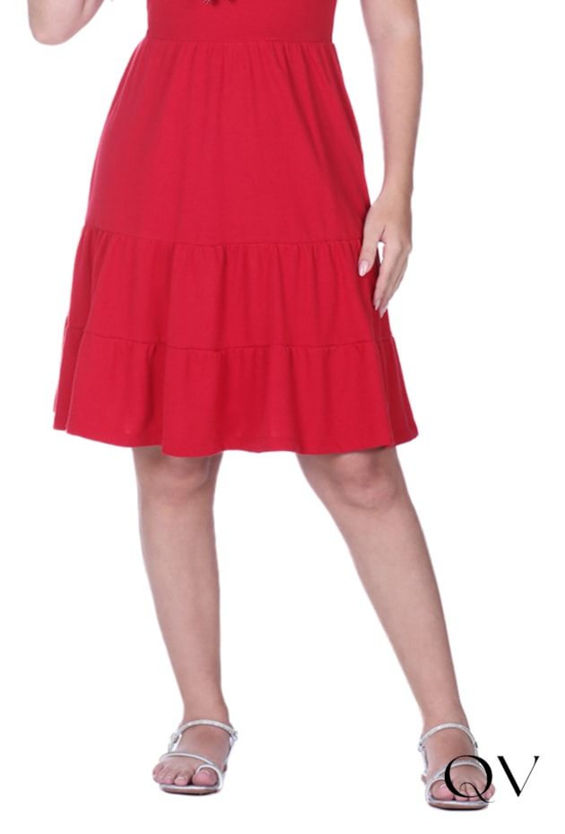 VESTIDO EM MALHA PIQUET BORDADO MANUAL VERMELHO - HAPUK