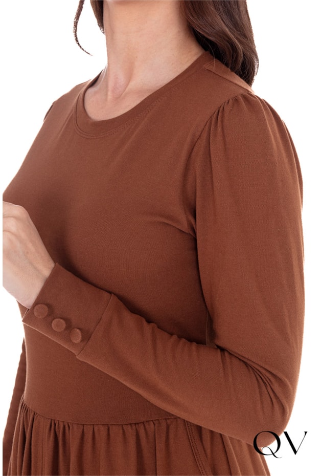 VESTIDO EM MALHA PIQUET LONGUETE MARROM - HAPUK VESTIDO EM MALHA PIQUET LONGUETE MARROM - HAPUK