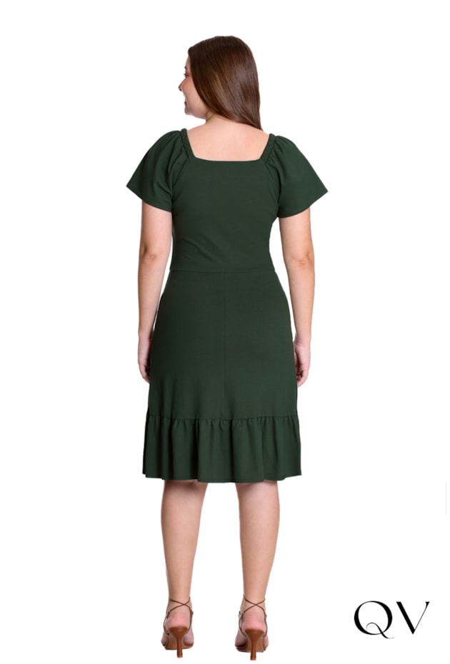 VESTIDO EM MALHA PIQUET TRANÇA NOS OMBROS VERDE - HAPUK