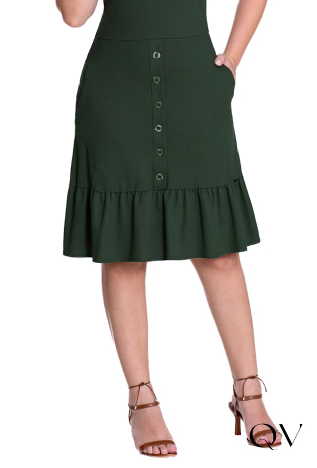 VESTIDO EM MALHA PIQUET TRANÇA NOS OMBROS VERDE - HAPUK
