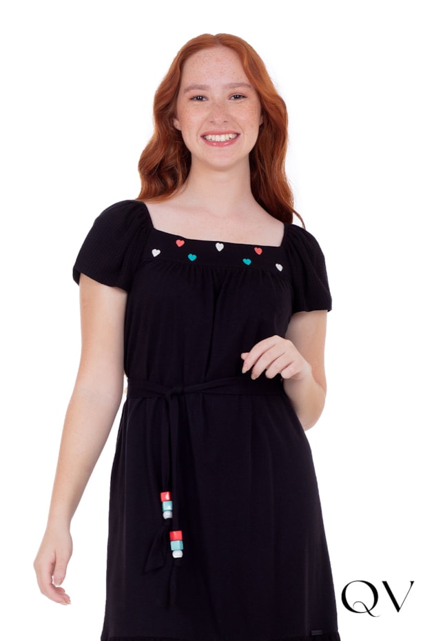 VESTIDO EM MALHA TEXTURIZADA PRETO - HAPUK