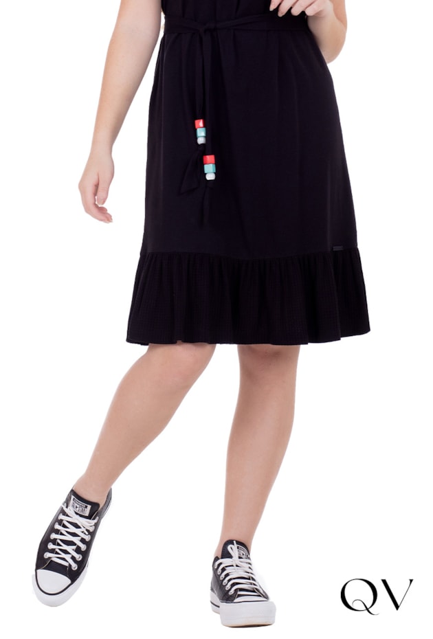 VESTIDO EM MALHA TEXTURIZADA PRETO - HAPUK