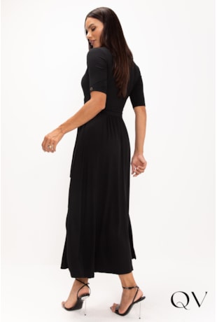 VESTIDO EM MALHA VISCOLYCRA PRETO - LEKAZIS