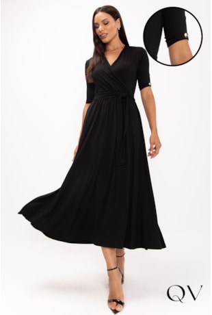 VESTIDO EM MALHA VISCOLYCRA PRETO - LEKAZIS