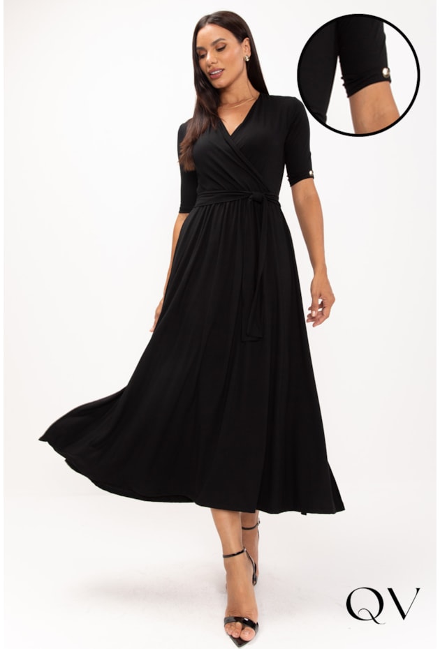VESTIDO EM MALHA VISCOLYCRA PRETO - LEKAZIS