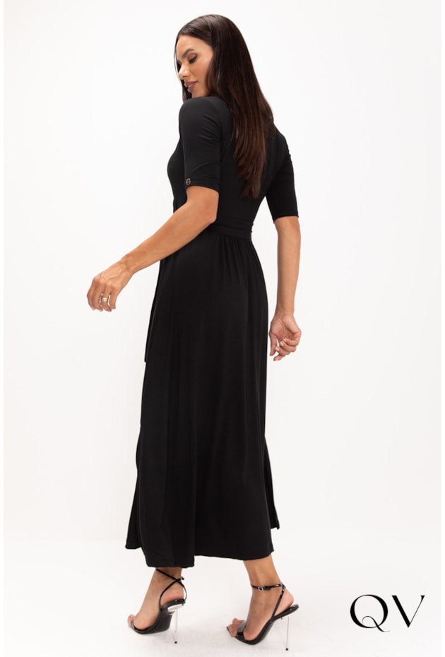 VESTIDO EM MALHA VISCOLYCRA PRETO - LEKAZIS