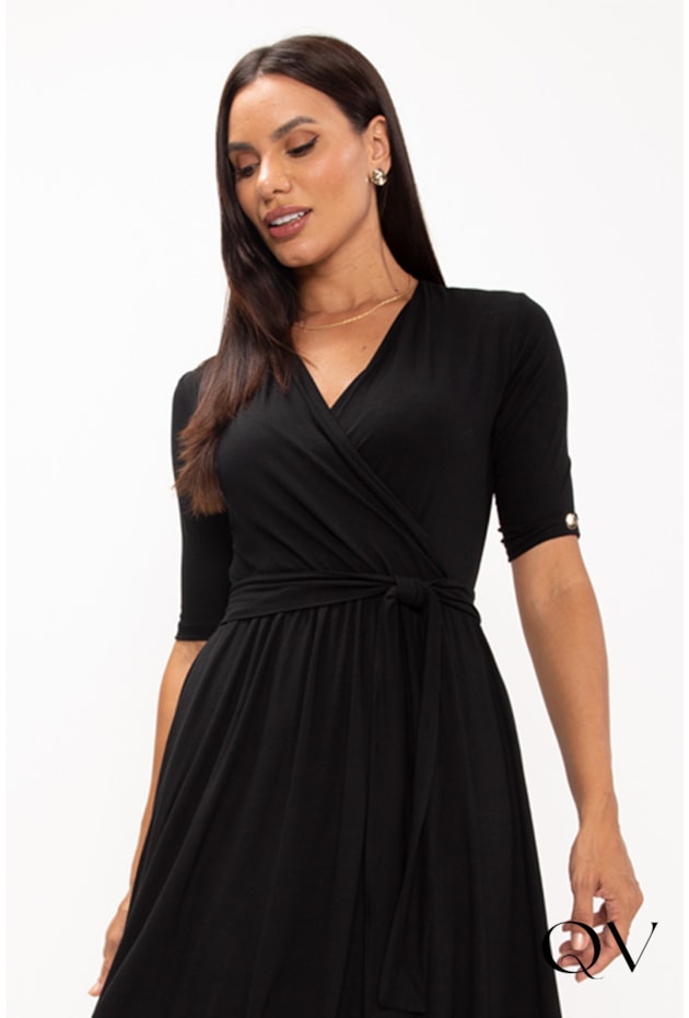 VESTIDO EM MALHA VISCOLYCRA PRETO - LEKAZIS