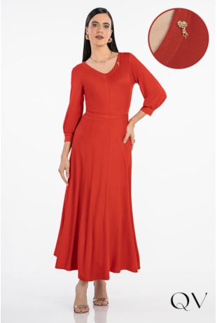 VESTIDO EM MOLETIN VERMELHO - VIA TOLENTINO 