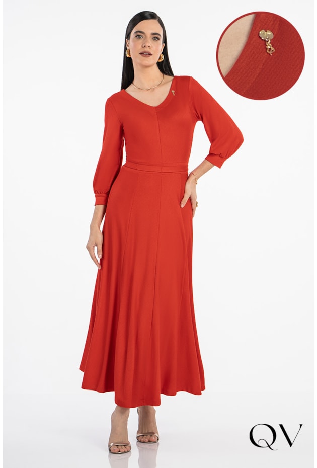 VESTIDO EM MOLETIN VERMELHO - VIA TOLENTINO  VESTIDO EM MOLETIN VERMELHO - VIA TOLENTINO