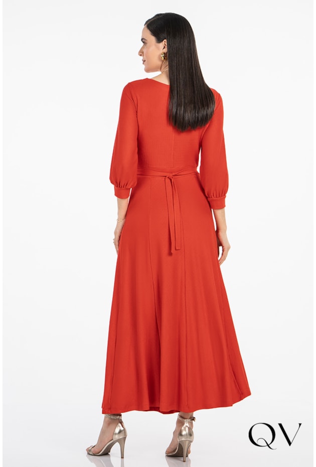 VESTIDO EM MOLETIN VERMELHO - VIA TOLENTINO 