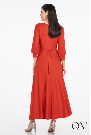 VESTIDO EM MOLETIN VERMELHO - VIA TOLENTINO  VESTIDO EM MOLETIN VERMELHO - VIA TOLENTINO