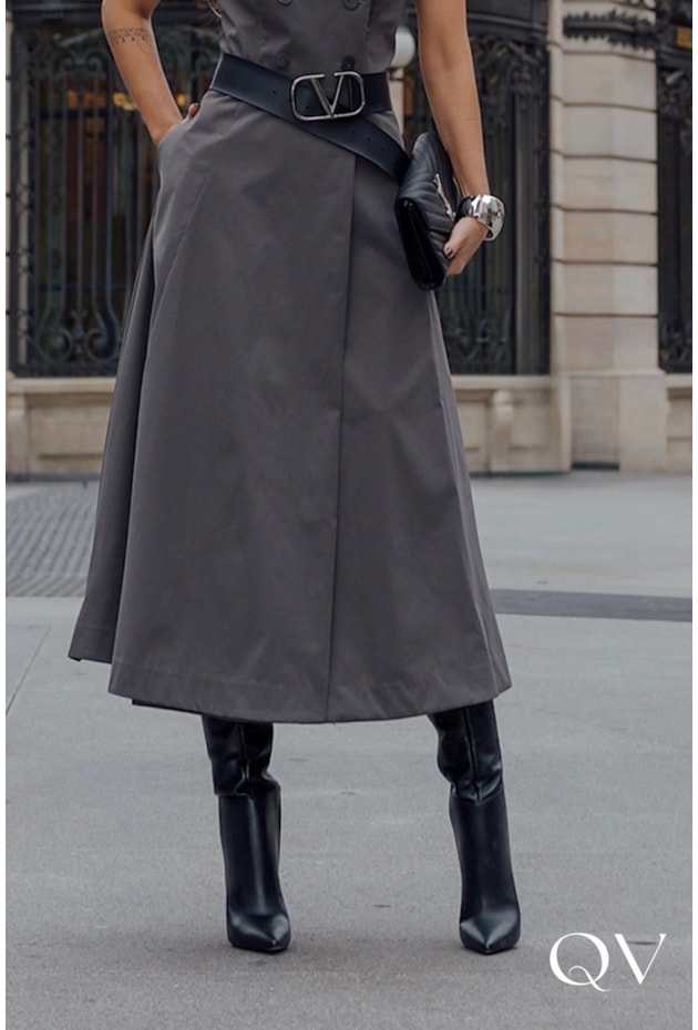 VESTIDO EM SARJA TRANSPASSADO CINZA ESCURO - LUZIA FAZZOLLI VESTIDO EM SARJA TRANSPASSADO CINZA ESCURO - LUZIA FAZZOLLI