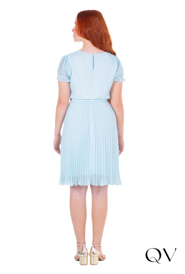 VESTIDO EM TECIDO PLANO PLISSADO AZUL - HAPUK