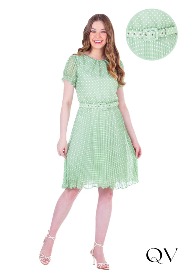 VESTIDO EM TECIDO PLANO PLISSADO VERDE - HAPUK