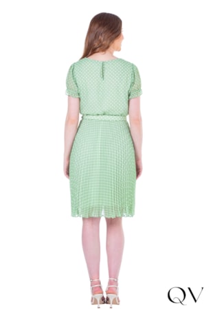 VESTIDO EM TECIDO PLANO PLISSADO VERDE - HAPUK