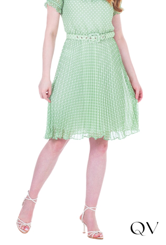 VESTIDO EM TECIDO PLANO PLISSADO VERDE - HAPUK