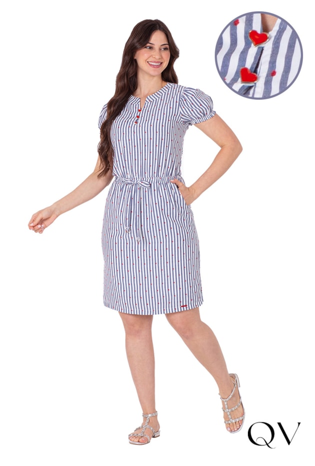 VESTIDO EM TECIDO PLANO TEXTURIZADO MARINHO - HAPUK 