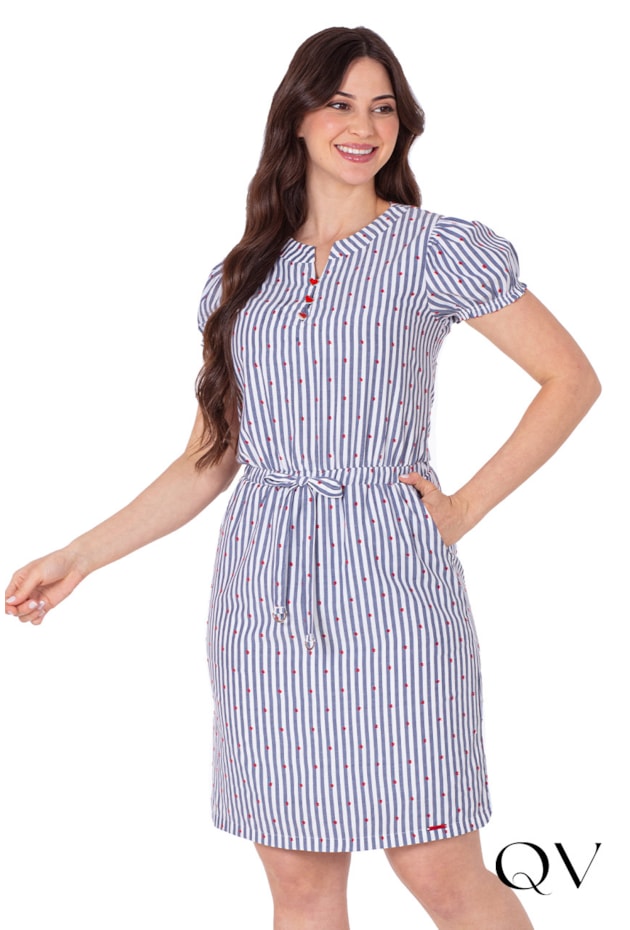 VESTIDO EM TECIDO PLANO TEXTURIZADO MARINHO - HAPUK 
