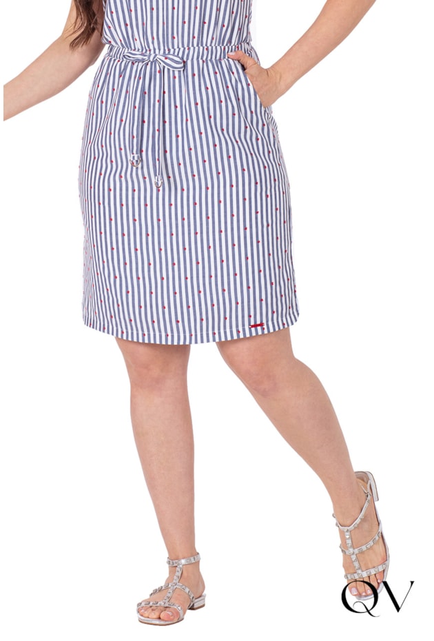 VESTIDO EM TECIDO PLANO TEXTURIZADO MARINHO - HAPUK 