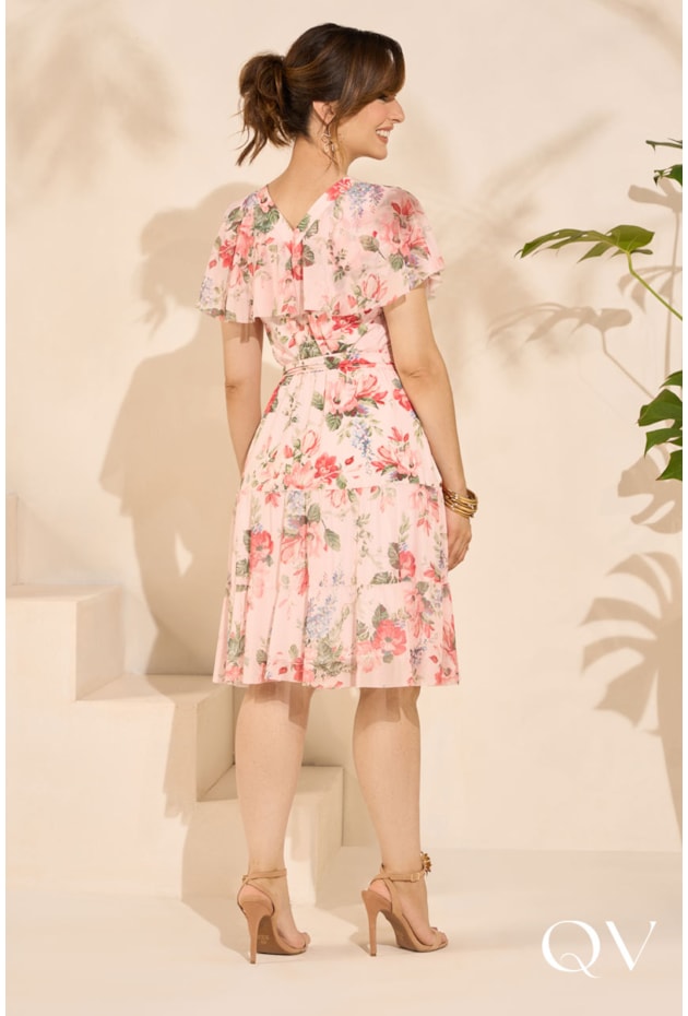 VESTIDO EM TOQUE DE SEDA EVASÊ FLORAL - JANY PIM VESTIDO EM TOQUE DE SEDA EVASÊ FLORAL - JANY PIM