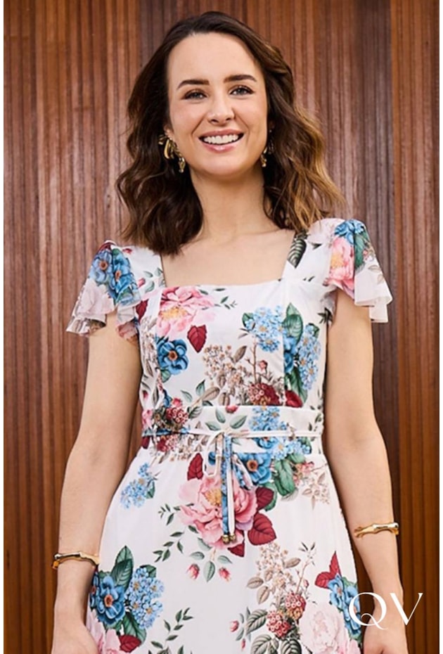 VESTIDO EM TOQUE DE SEDA MIDI FLORAL - JANY PIM VESTIDO EM TOQUE DE SEDA MIDI FLORAL - JANY PIM