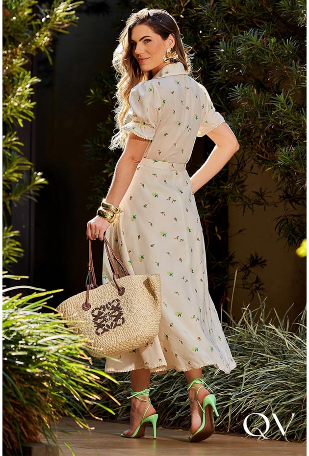 VESTIDO EM TRICOLINE BORDADO BEGE - LUZIA FAZZOLLI VESTIDO EM TRICOLINE BORDADO BEGE - LUZIA FAZZOLLI