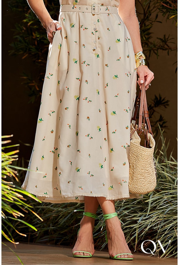 VESTIDO EM TRICOLINE BORDADO BEGE - LUZIA FAZZOLLI VESTIDO EM TRICOLINE BORDADO BEGE - LUZIA FAZZOLLI