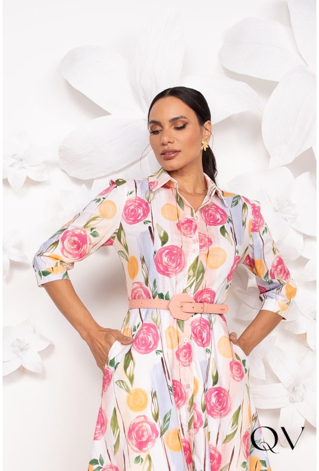 VESTIDO EM TRICOLINE FLORAL - LEKAZIS VESTIDO EM TRICOLINE FLORAL - LEKAZIS