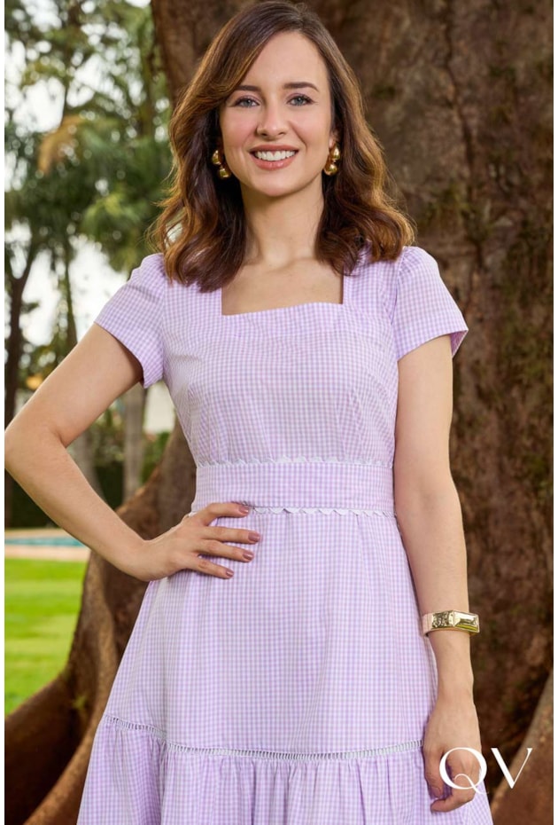 VESTIDO EM TRICOLINE XADREZ LILÁS - JANY PIM VESTIDO EM TRICOLINE XADREZ LILÁS - JANY PIM