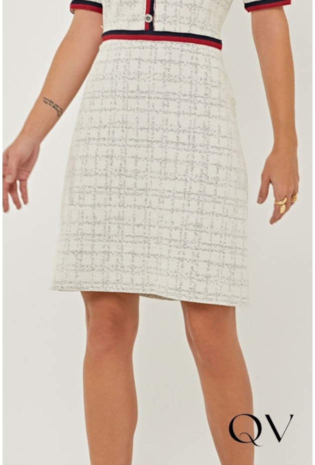 VESTIDO EM TWEED ALGODÃO OFF WHITE - LINDA DE MORRER
