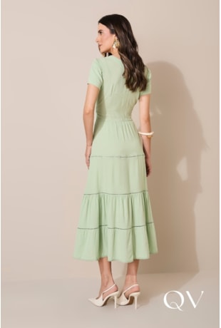 VESTIDO EM VISCOLINHO MAXI MIDI VERDE - JANY PIM