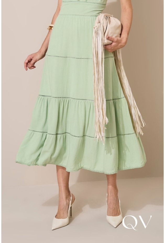 VESTIDO EM VISCOLINHO MAXI MIDI VERDE - JANY PIM VESTIDO EM VISCOLINHO MAXI MIDI VERDE - JANY PIM