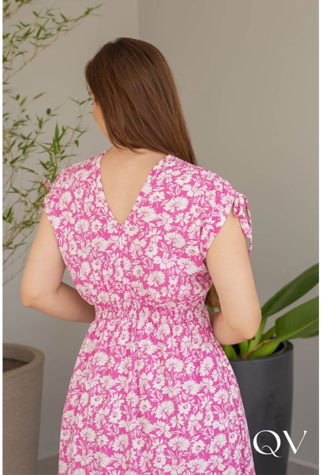 VESTIDO EM VISCOSE FLORAL ROSA - VALENTINA SIRRAH