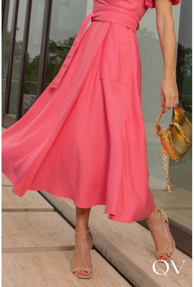 VESTIDO ENVELOPE ALFAIATARIA CORAL - LUZIA FAZZOLLI