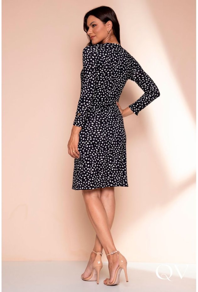 VESTIDO ENVELOPE VISCOLYCRA POÁ P&B - LEKAZIS VESTIDO ENVELOPE VISCOLYCRA POÁ P&B - LEKAZIS