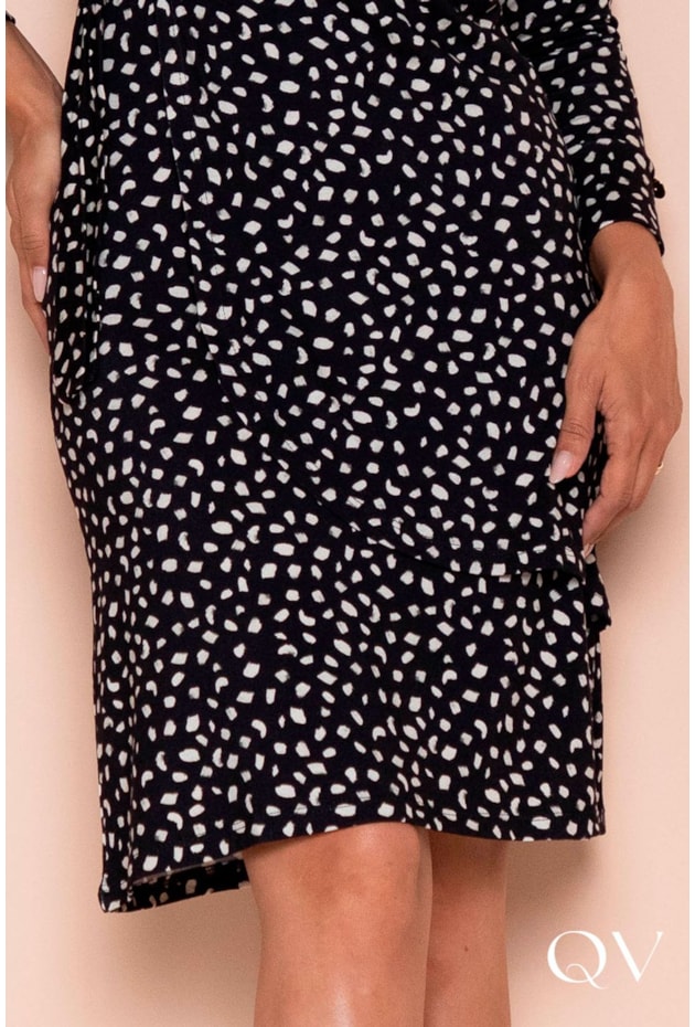 VESTIDO ENVELOPE VISCOLYCRA POÁ P&B - LEKAZIS VESTIDO ENVELOPE VISCOLYCRA POÁ P&B - LEKAZIS