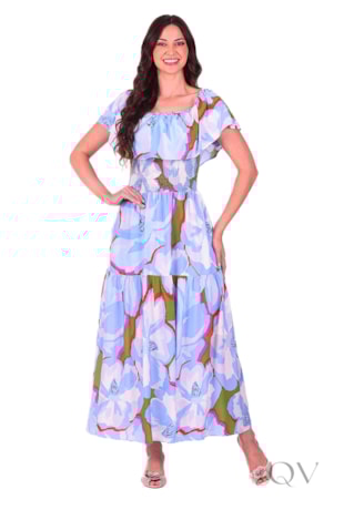VESTIDO ESTAMPA FLORAL EM TECIDO PLANO AZUL - HAPUK