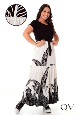 VESTIDO ESTAMPA FOLHAGENS PB - HAPUK