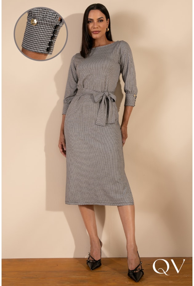 VESTIDO ESTAMPA PIED DE POULE PB - LEKAZIS VESTIDO ESTAMPA PIED DE POULE PB - LEKAZIS