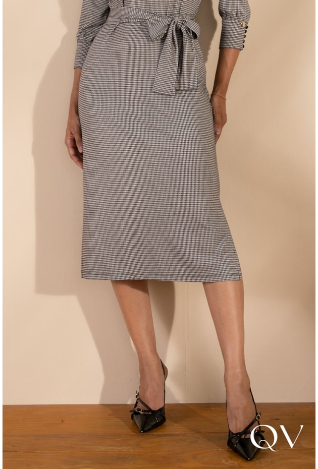 VESTIDO ESTAMPA PIED DE POULE PB - LEKAZIS VESTIDO ESTAMPA PIED DE POULE PB - LEKAZIS