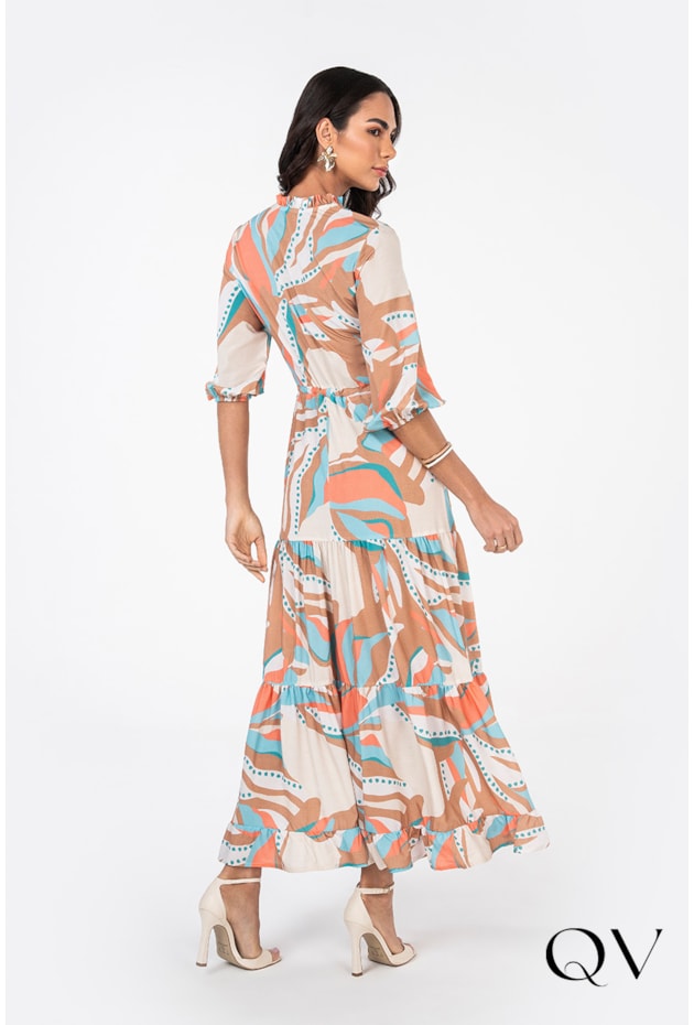 VESTIDO ESTAMPADO COM AMARRAÇÃO - VIA TOLENTINO VESTIDO ESTAMPADO COM AMARRAÇÃO - VIA TOLENTINO