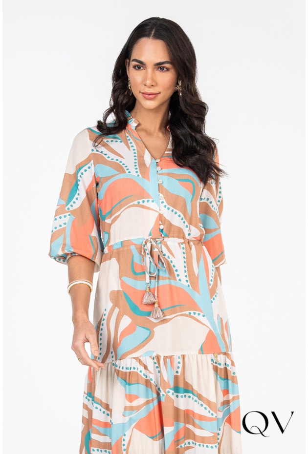 VESTIDO ESTAMPADO COM AMARRAÇÃO - VIA TOLENTINO VESTIDO ESTAMPADO COM AMARRAÇÃO - VIA TOLENTINO
