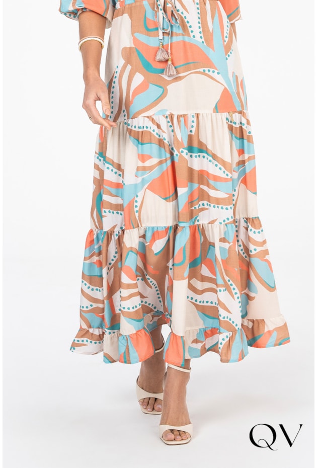 VESTIDO ESTAMPADO COM AMARRAÇÃO - VIA TOLENTINO VESTIDO ESTAMPADO COM AMARRAÇÃO - VIA TOLENTINO
