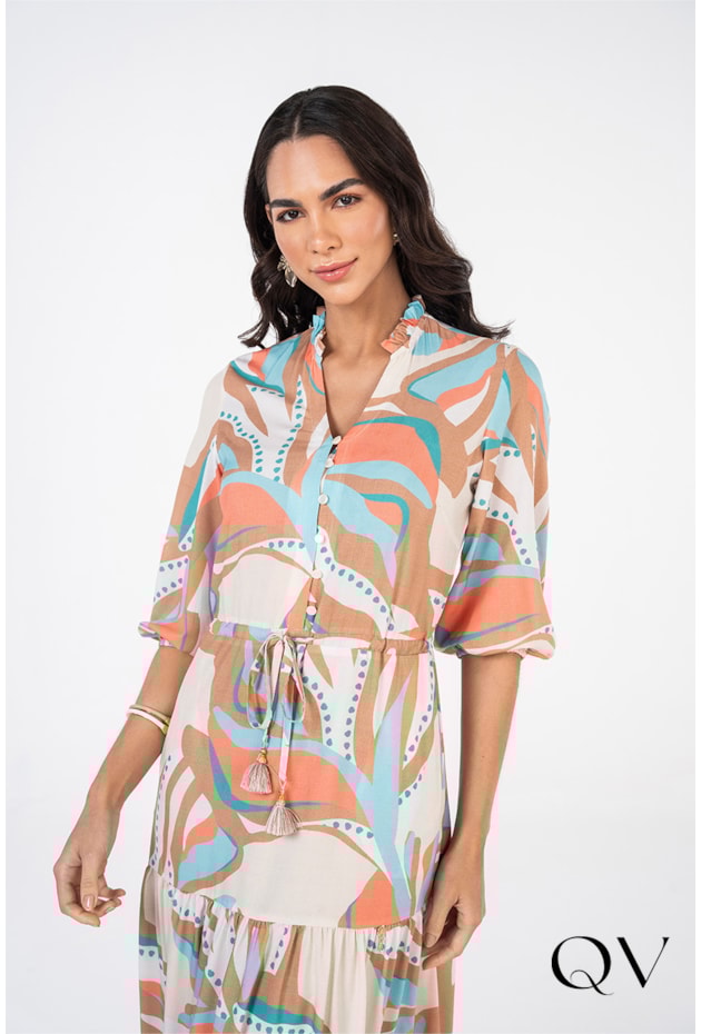 VESTIDO ESTAMPADO COM AMARRAÇÃO - VIA TOLENTINO VESTIDO ESTAMPADO COM AMARRAÇÃO - VIA TOLENTINO