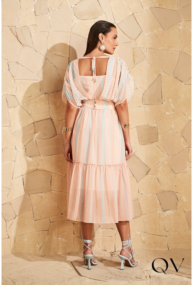 VESTIDO ESTAMPADO DET CAPA - JANY PIM