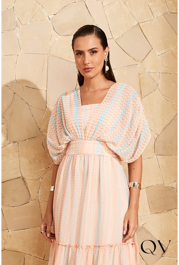 VESTIDO ESTAMPADO DET CAPA - JANY PIM