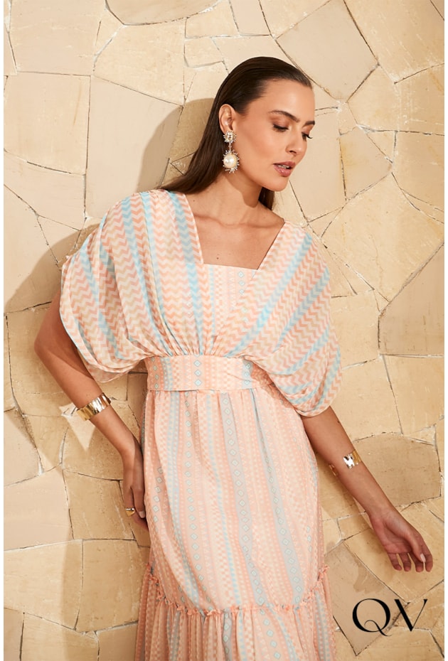 VESTIDO ESTAMPADO DET CAPA - JANY PIM