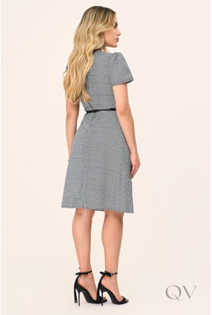 VESTIDO ESTAMPADO EM TECIDO PLANO PIED POULE - LAURA ROSA