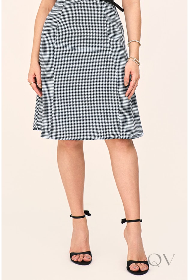 VESTIDO ESTAMPADO EM TECIDO PLANO PIED POULE - LAURA ROSA